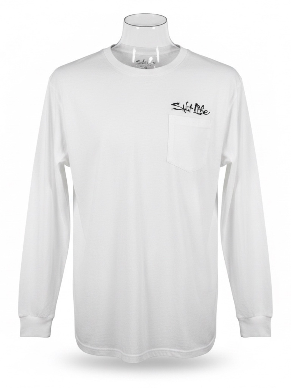 Salt Life Mens XXL White Long Sleeve Cotton Pocket Fishing T-Shirt 2XL